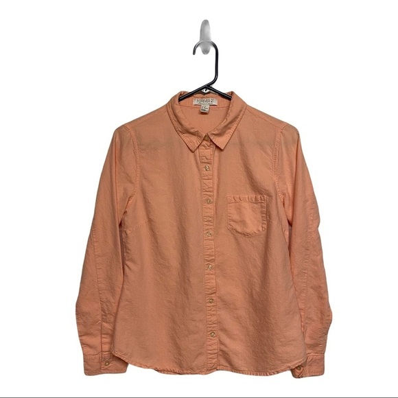 Forever 21 Essentials Medium Peach Button Down Shirt - Picture 1 of 5